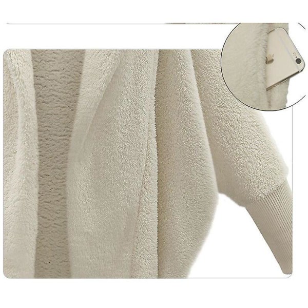 Dame Vinter Fuzzy Fleece Frakke, Åben Front Hætte Cardigans Jakke Black 3XL