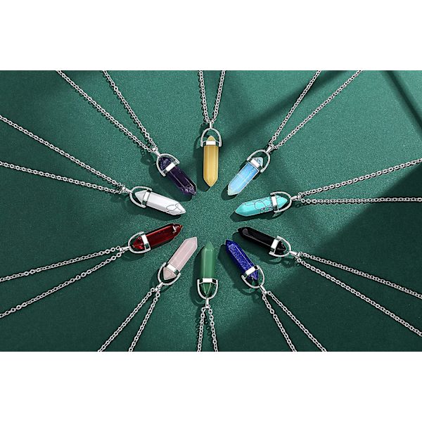 10 st kristallhalsband läkande ametist kristaller karneol chakra halsband ont öga halsband vintage hippie wiccan boho rosenkvarts måne sol smycken B