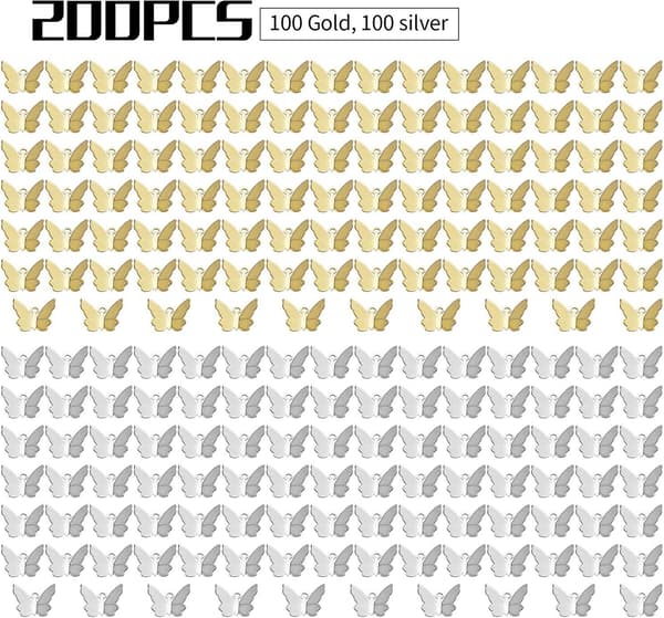 Perhosriipuskorut. 200 kpl Mini Perhoskorut Messinki Perhoshyönteinen