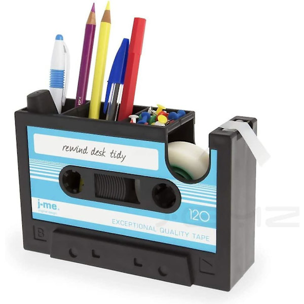 Kreativ självhäftande tejp pennhållare fodral, retro kassettband dispenser vas borste kruka, populär penna skrivbordssamling snygg arrangör, kontorsmaterial