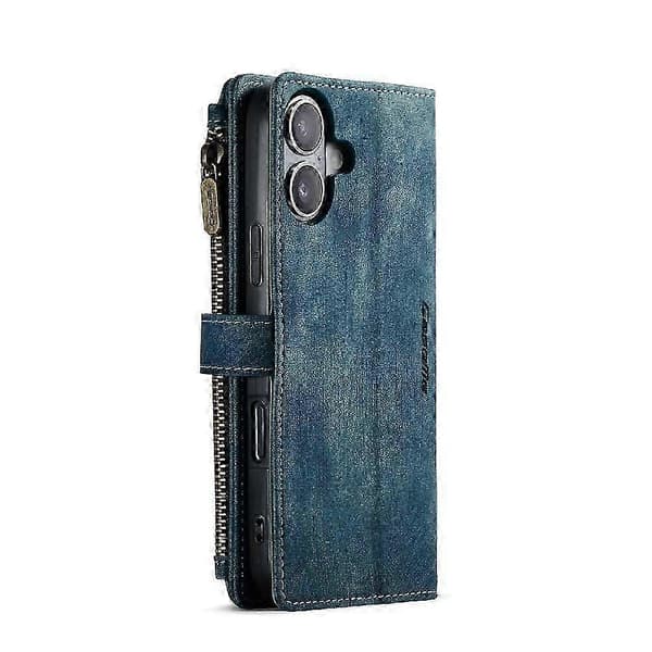 Flip Cover til iPhone 16 Plus med kortholder og rum til kørekort Blue