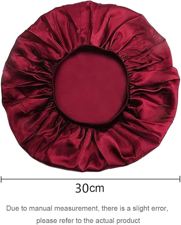 2 stykker elegante sovehetter for kvinner, elegant sovehette, hodeplagg med bredt elastisk bånd, silkehette (rødvin)