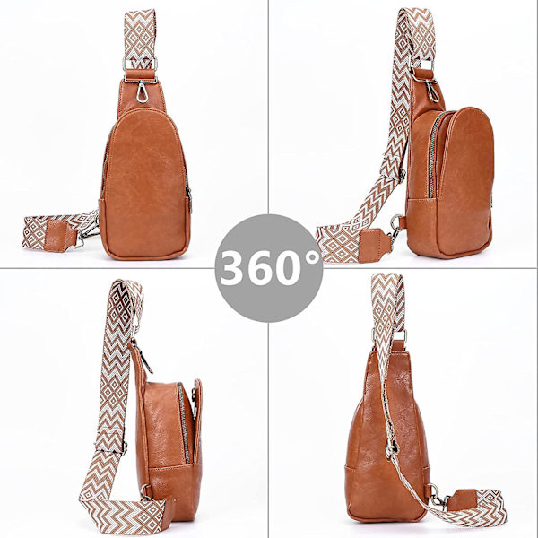 Brustväska för kvinnor, crossbody-väska, axelväska i PU-läder