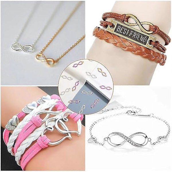 32 st 2 Färger Oändlighetslänkar Berlocker Rostfritt Stål Koppling Berlocker Evig Kärlek Berlocker för DIY Armband Halsband Smycken Tillverkning Tillbehör 7.2x25.5
