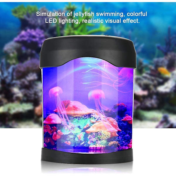 Usb Akvarieljus Skrivbord Mini Fisk Tank Stämningsbelysning Led Färgförändrande Nattlampa För Barn Inbyggd Nattljus Timer Batteridriven Ingen Vatten Svart