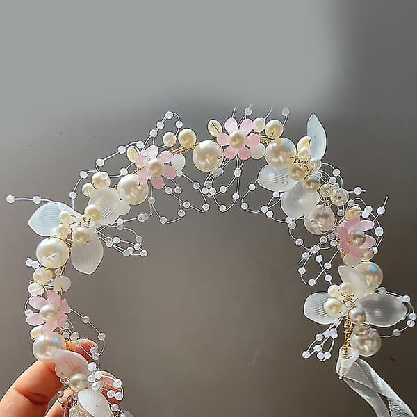 Brudehodebånd med perle, lett, elegant stil, komfortabel Gold