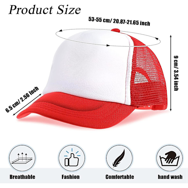12-pack Trucker-keps för barn, sommar, polyester, mesh, keps, justerbar, sublimering, tomma kepsar, basebollkepsar för utomhusbruk