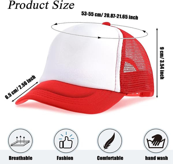 12-pak Trucker Hat til Børn Sommer Polyester Mesh Cap Justerbar Sublimering Blank Hatte Baseball Caps til Udendørs Brug
