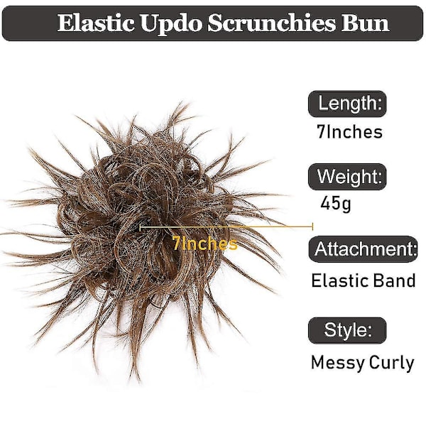 Slarvig Hårbulle Hårstycke Med Elastiskt Gummiband Extensions Hårstycke Syntetiskt Hår Extensions Scrunchies Hårstycke För Kvinnor (Tousled Updo Bun, Me