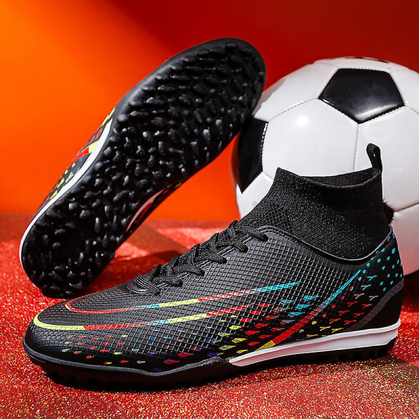 Herre Fodboldsko Pigge Fodboldsko Til Unge Ankelstøvler Atletisk Sneaker 601 Black EU 45