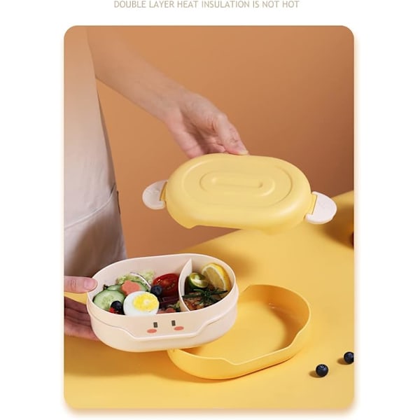 Kawaii Bentolåda vuxen lunchlåda, Kawaii robot lunchlåda håller värmen för pojkar flickor, söt läckagesäker portionsbehållare rosa