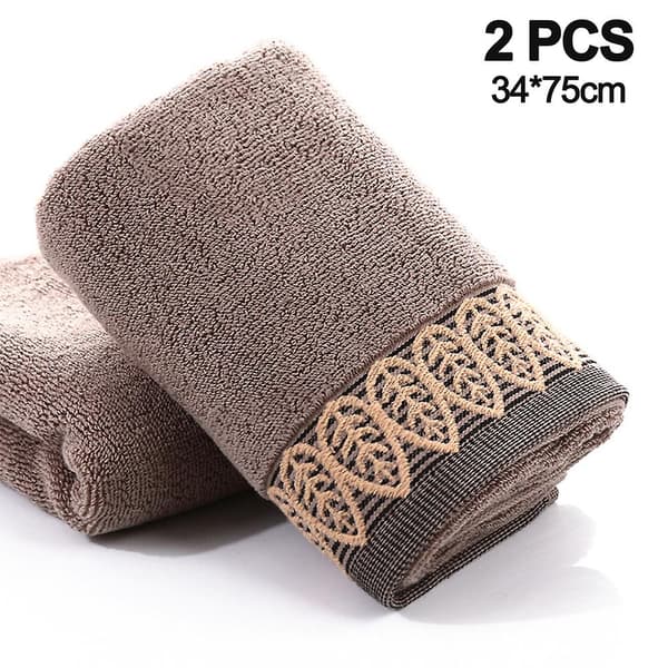 Absorberande och mjuka bomullshanddukar (2-pack, 34*75 cm) för hand, ansikte, gym och spa (3 färger) Coffee