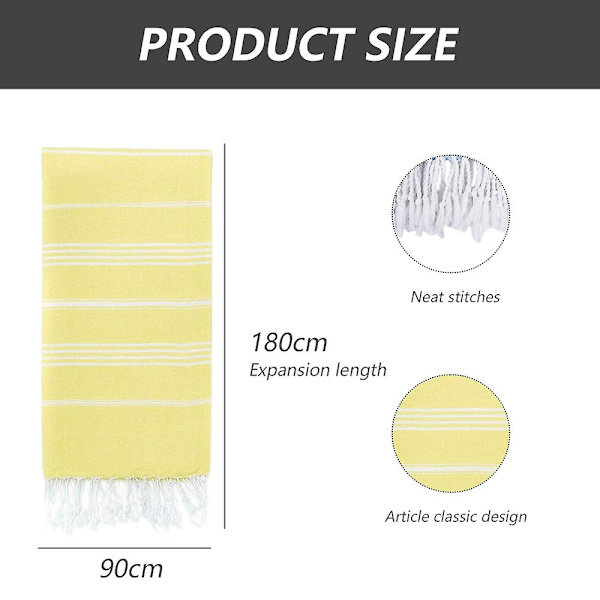 Turkiskt strandlakan Överdimensionerat 90*180cm 100% Bomull Sandfritt  Simhandduk Lätt Reshandduk Bright yellow
