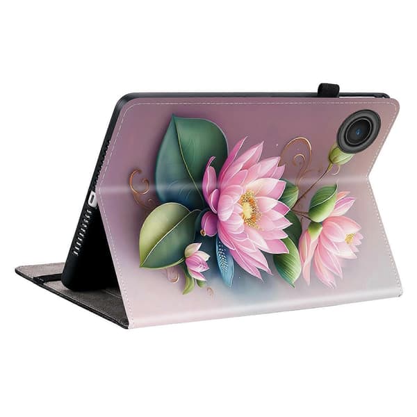 Läderfodral för Lenovo Tab TB311FU med mönstertryck, stativ och kortfack Peacock
