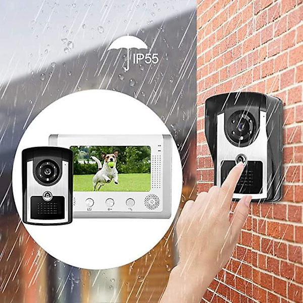 7 tommer Video Dørtelefon, Kablet Vandtæt Video Dørtelefon System, IR Kamera Monitor Dørtelefon 110-240v Til 1-families Hus