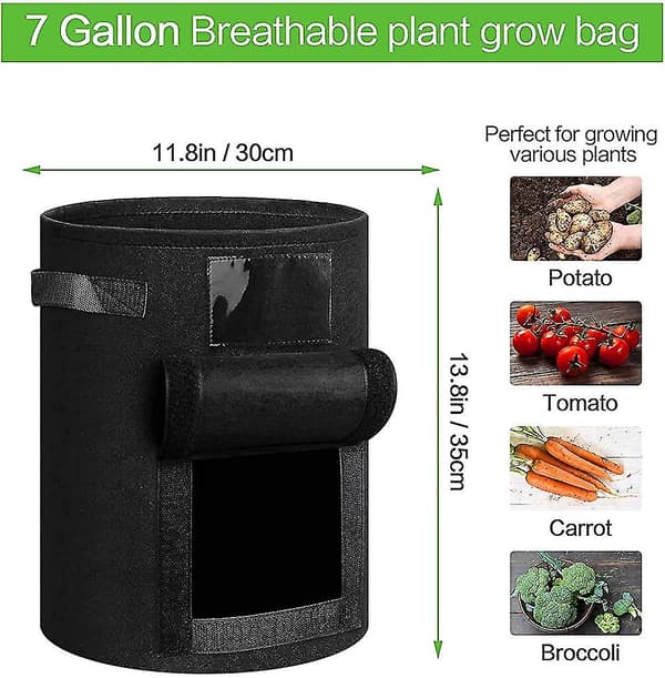 3-pack potatisodlingsväskor, 7 gallon odlade väskor av non-woven tyg