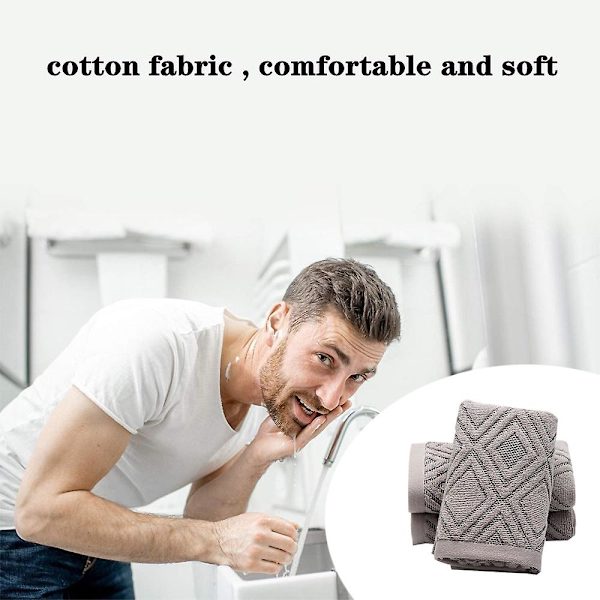 Håndklæder Sæt Med 2 Diamantmønster 100% Bomuld Absorberende Blødt Håndklæde Til Badeværelse 34*74cm Gray