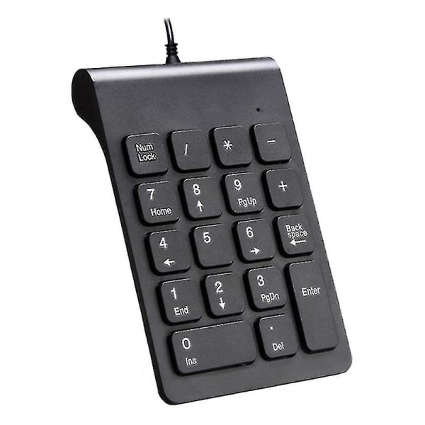 Mini USB Kablet Numerisk Tastatur Numpad 18 Taster Digitalt Tastatur (svart)