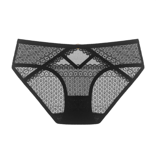Kvinnors bekväma sexiga spetsbyxor med hög elastisk mesh , damtrosor