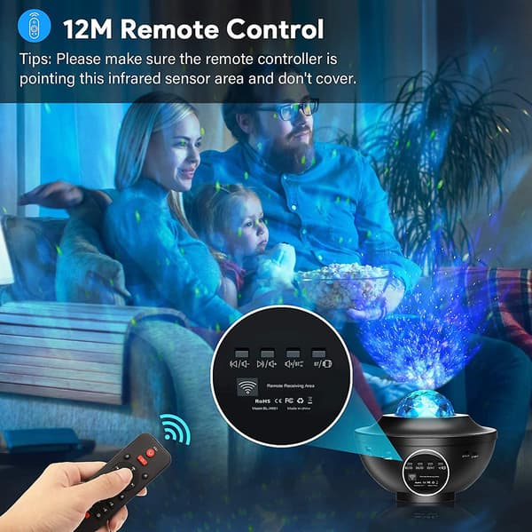 Stjernehimmelprojektor, LED Nattlys Barn Roterbar 21 Moduser, Lampe Justerbar Lysstyrke Bluetooth/fjernkontroll/timer