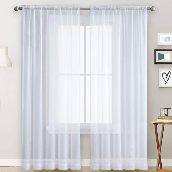 Gennemsigtige gardiner stue stanglomme vinduesgardinpaneler soveværelse semi-transparente voile gardiner lette gardiner White