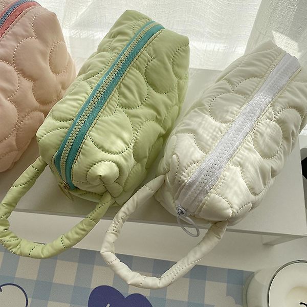 Polyester Blomster Kosmetikpose Opbevaring Afslutningspose Bærbar Kosmetikpose white