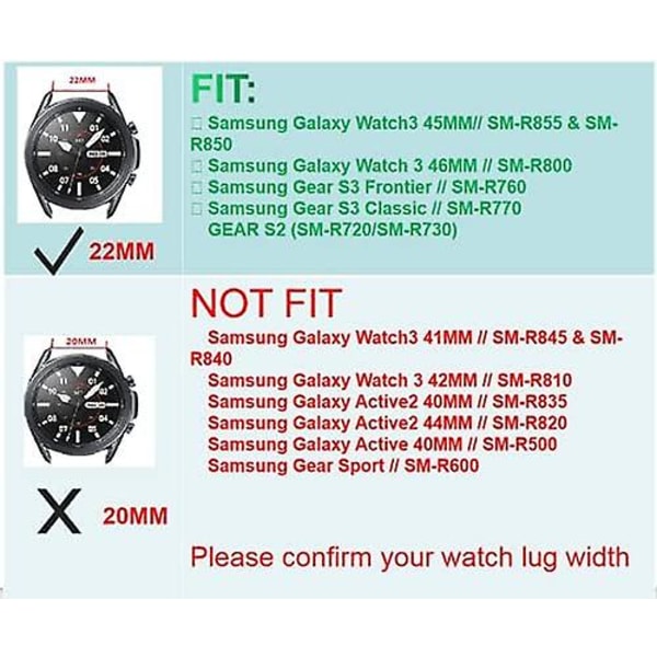 Kompatibel med Galaxy Watch 3 Rem 45 mm 46 mm Harts Passar 20 mm klackar Snabbkopplingsrem