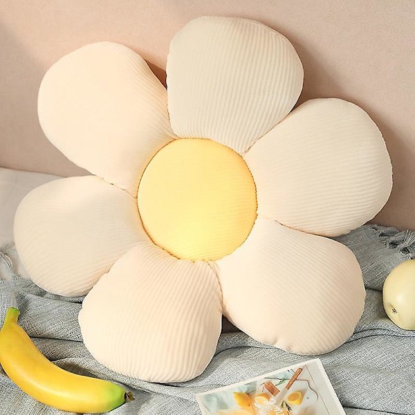 Fylld sex kronblad blomma kudde flickrum inredning solros kudde burspråk rosa blomma inställning för barn sovrum säte kudde White -yellow 6