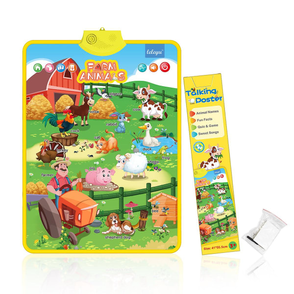 Elektronisk veggplakat Interaktivt alfabet Småbarn Førskole Pedagogiske spill Læringsaktiviteter for barn Bursdagsgaver Leker Farm Animals