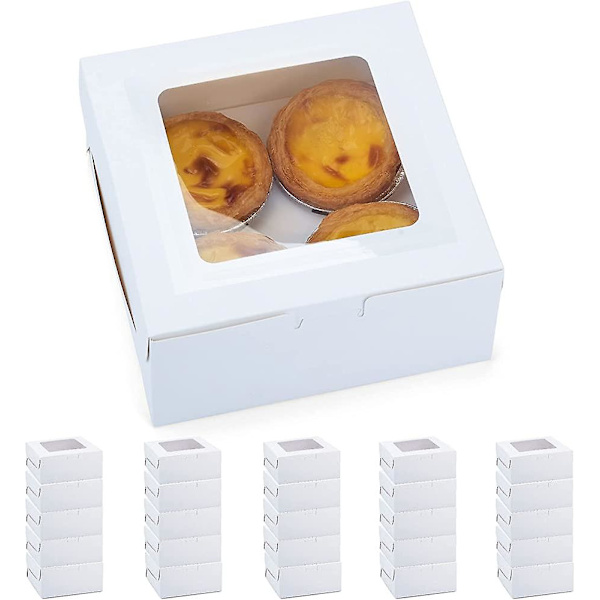 25 stk. Heilwiy cupcake-æsker med vindue og indsats. Cupcake-æsker med 4 huller til tærter
