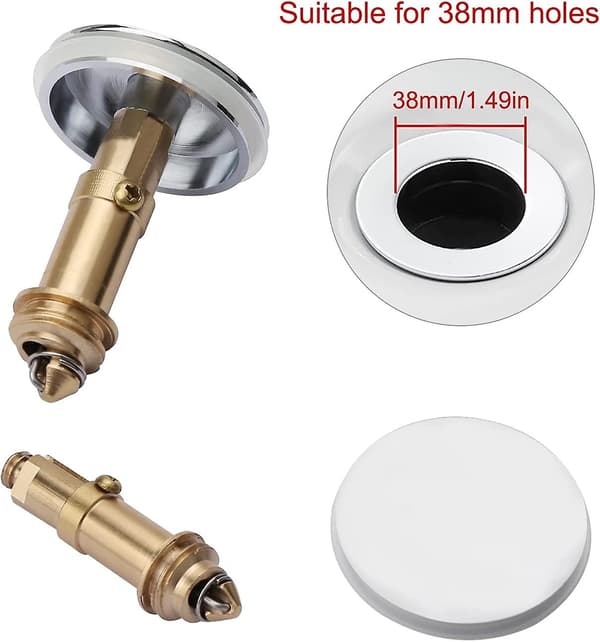 Pop-up afløb til køkkenvask, badeværelse, håndvask, badekar, massivt forkromet messing, 38 mm