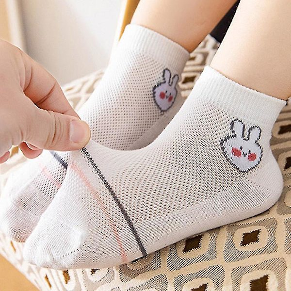 Bomull Baby Boy Girls Socks Tunn Sommar Andas Mesh Barnstrumpa D 7-9Y