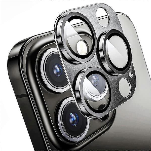Kamerabeskyttelse til iPhone 16 Pro/16 Pro Max, aluminiumslegering + hærdet glas - Sølv Silver