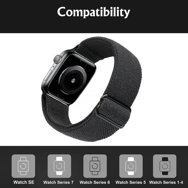 2 stk. elastisk klokkereim kompatibel med Apple Watch-reim 41 mm 40 mm 38 mm, komfortabel justerbar sportsreim for iWatch Series Se 7 6 5 4 3 2 1 Kvinner M