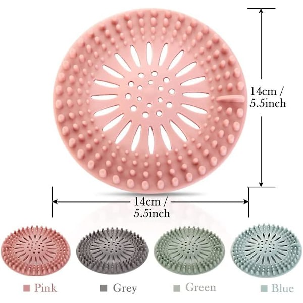 Silikondränering för hår, 4-pack, silikonsil för diskho, golvbrunn, duschbrunnsskydd, duschhårssamlare, för kök, badkar och badrum