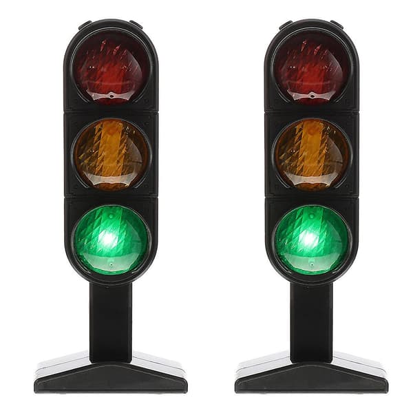 2 stk. Sjov Børne Simulation Trafiklys Model Vejsikkerheds Undervisningslegetøj Black 20x8 cm