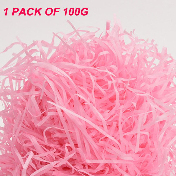 Raffiapapir-strimler og -tråder, konfetti til DIY-gaveinnpakning og kurvfyll pink