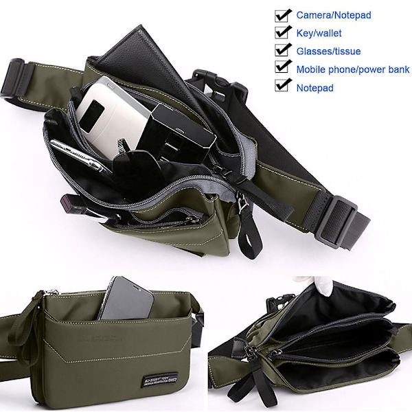 Ny utomhus sport nära passande ficka trend vattenavvisande nylon crossbody väska förvaringsväska green