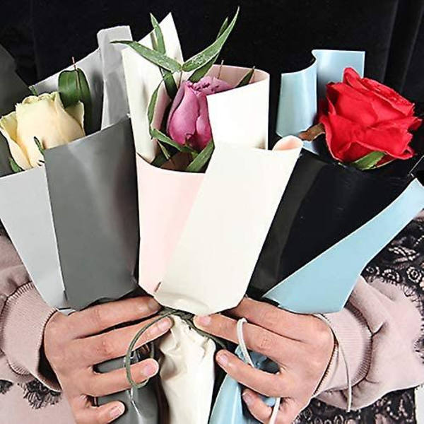 Dubbelsidigt blomsteromslagspapper Vattentät presentförpackning Blomsterhandlare Bukettmaterial 20 ark 23,6x23,6 tum (5)