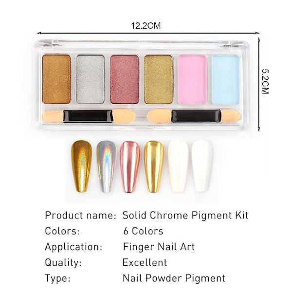 Nagelkonst Solid Magic Mirror Powder Aurora Powder, 6-färgskombination, Tillverkad av PET style  style2