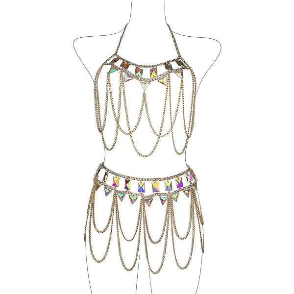 Kroppskedjor Smycken Tillbehör - Boho Kristall Tofs Bikini Set Strand Cosplay Behå