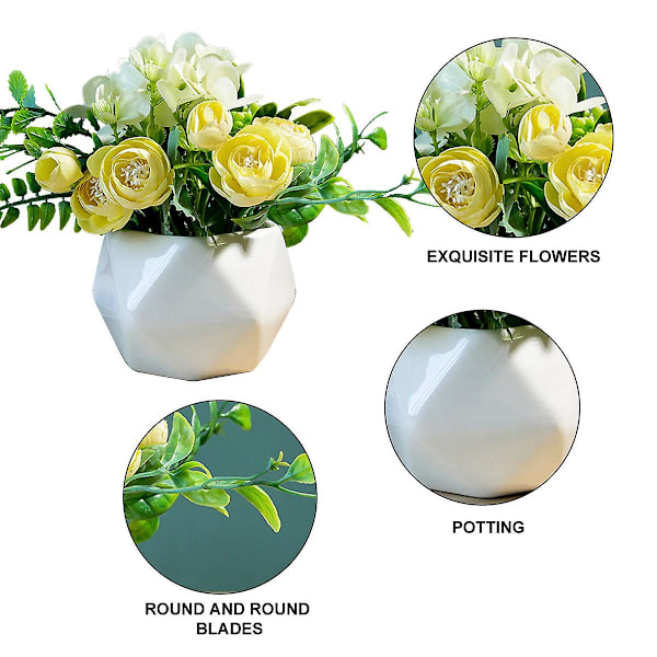Enkel geometrisk blomkruka simulering blomma dekoration vardagsrum matbord krukväxt dekoration hem grön växt bonsai yellow