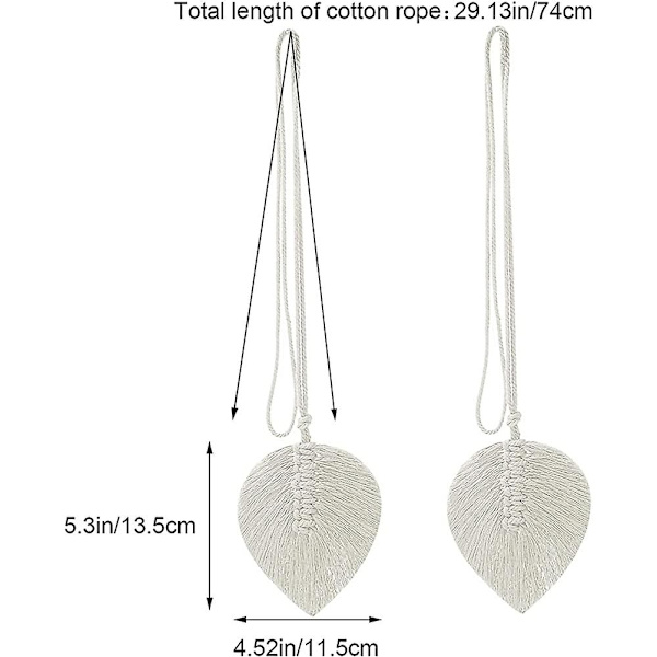 2 Stykker Gardinbindere Boho Gardinholder Blade Bomuld Macrame Gardinholder