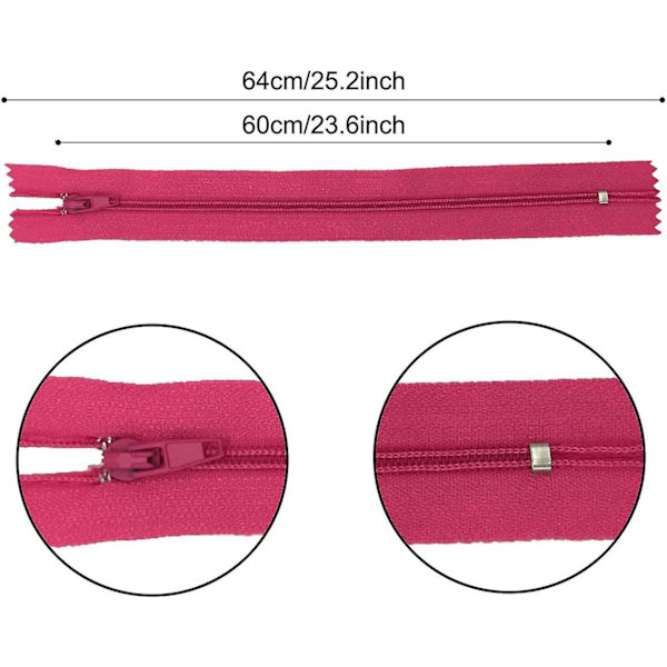Dragkedjor för sömnad, 24 st 60 cm/24 tum dragkedjor i flera färger nylon dragkedjor för sömnad och hantverk 24 färger