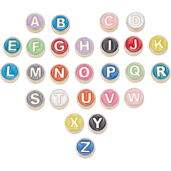 52 kpl Alloy Letter Beads Pyöreät Välihelmet Aakkoshelmet Löysät Emalihelmet Charms DIY-kaulakorun rannekorun korujen valmistukseen (sekavärisiä)