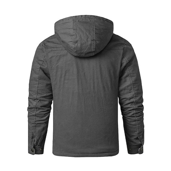 Herr Cargo Hooded Jacka, Vinter Varma Foder Termisk Jacka Rock Grey M