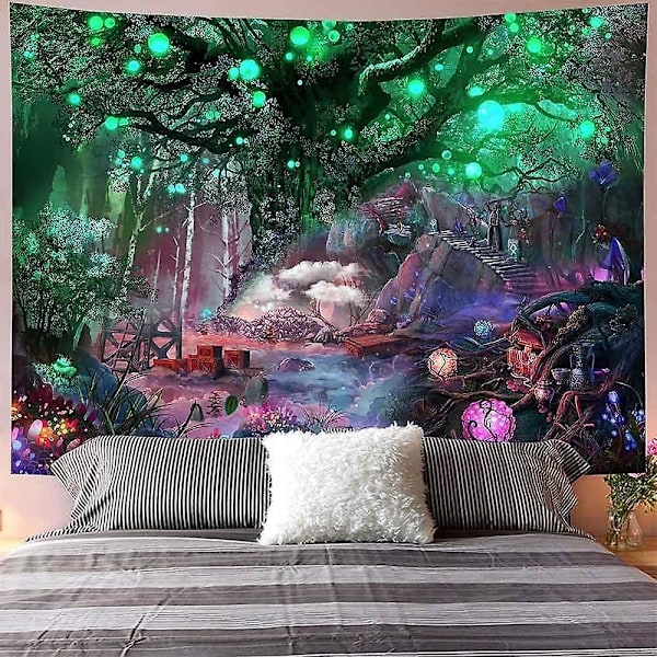 (150 X 200cm) Livets Träd Gobeläng Psykedelisk Livets Träd Gobeläng Träd Måne Sol Gobeläng Väggdekoration Psykedelisk Matta Gobeläng Vägg Hängande W