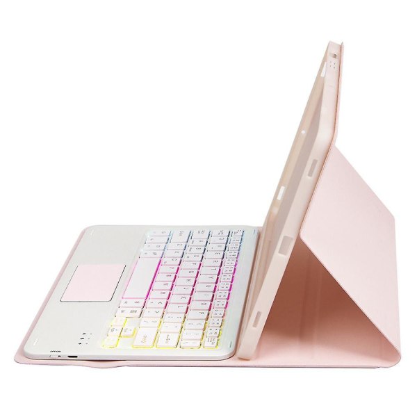 För Samsung Galaxy Tab S9 X710/X716B/X718U Bakgrundsbelyst Bluetooth Touchpad-tangentbord, pennfack PU+TPU case Pink