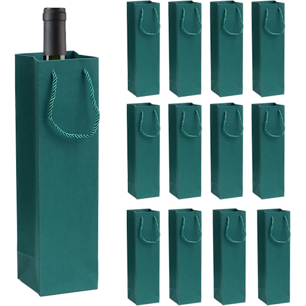 12 styck robusta presentpåsar i kraftpapper för vin, förpackningsflaska presentpåse, med handtag vindukspåse för jul, bröllop, festpresenter
