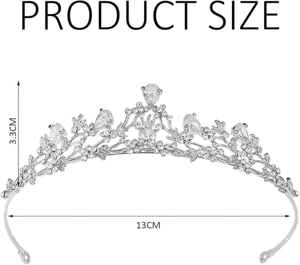1 stk. prinsessekrone dame Rapunzel kostume brudekrone fe sølv tiara damer karneval sølvkrone